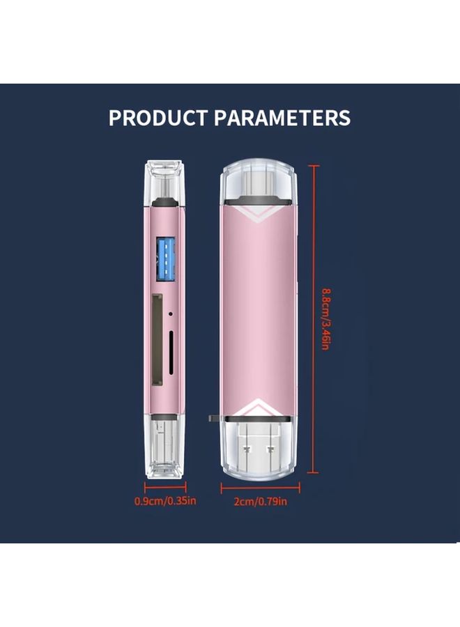 قارئ بطاقات 6 في 1 باللون الذهبي من نوع USB 3.0، محول OTG مع منفذ Type C ومنفذ Micro USB، لبطاقات الذاكرة SD و TF - Image 2