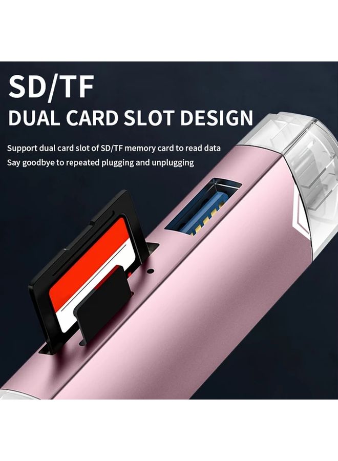 قارئ بطاقات 6 في 1 باللون الذهبي من نوع USB 3.0، محول OTG مع منفذ Type C ومنفذ Micro USB، لبطاقات الذاكرة SD و TF - Image 5