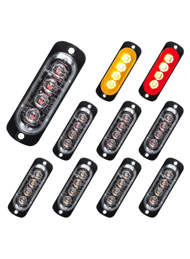 Sidaqi 10PCS Amber Red 4-LED Trailer Clearance Lights Surface Mount Side Marker Lights Waterproof LED Trailer Marker Lights for Truck Boat RV Tractor Motorcycle Van Front Rear 12-24V - Image 1