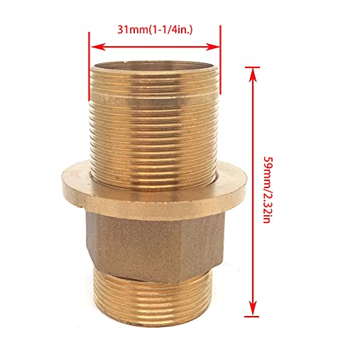 ERDANER 1pcs 2.32Inch Length Shank Nuts Faucet Tap Extension,Faucet Mount Extension Shank Threaded Pipe Mounting(Type:3) - Image 3