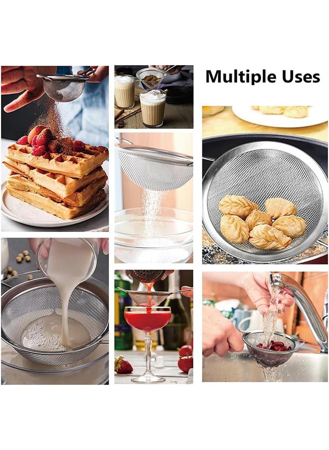 SKY-TOUCH SKY-TOUCH 3-Piece Stainless Steel Fine Mesh Strainer Set with Handle – 3 Sizes (20cm, 14cm, 12cm) for Kitchen, Food, Tea, Coffee, Juice, Quinoa, Rice, Flour, Baking, and Cooking  - Image 5