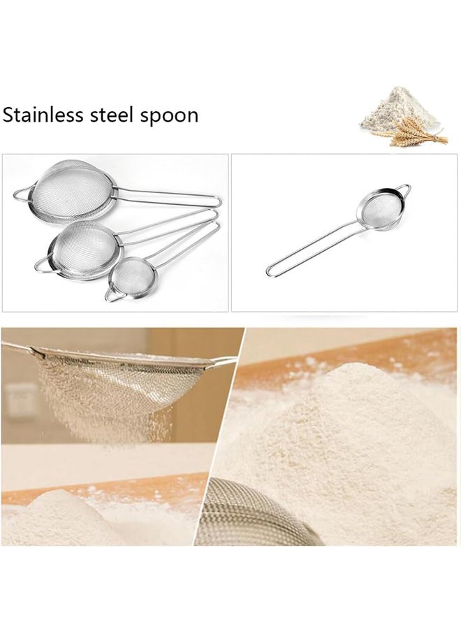 SKY-TOUCH SKY-TOUCH 3-Piece Stainless Steel Fine Mesh Strainer Set with Handle – 3 Sizes (20cm, 14cm, 12cm) for Kitchen, Food, Tea, Coffee, Juice, Quinoa, Rice, Flour, Baking, and Cooking  - Image 3