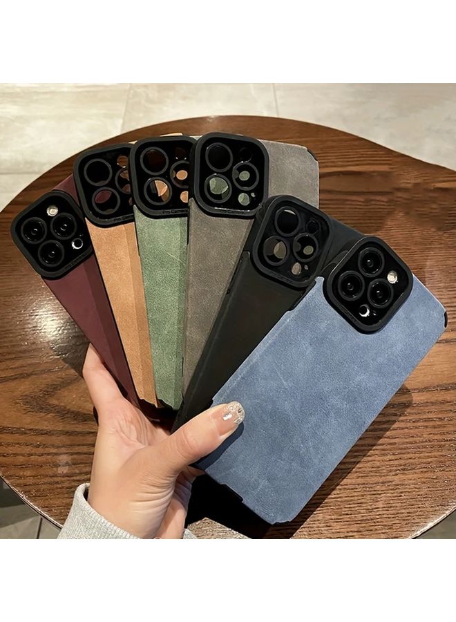 Blue Matte PU Leather Phone Case For iPhone 15 Plus - Image 1