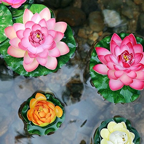 Superdream Water Floating Foam Large Lotus Flower for Pond Decor, Set of 6 - Image 2