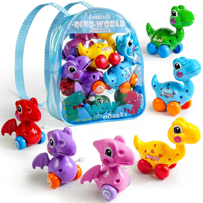 Beestech Wind Up Dinosaur Toys for 3456 Years Old Girls Toddlers Boys Dinosaur Birthday Party Supplies Favors Girls with Backpack - Image 2
