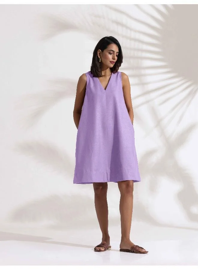 ترو برونز فستان كتان بدون أكمام