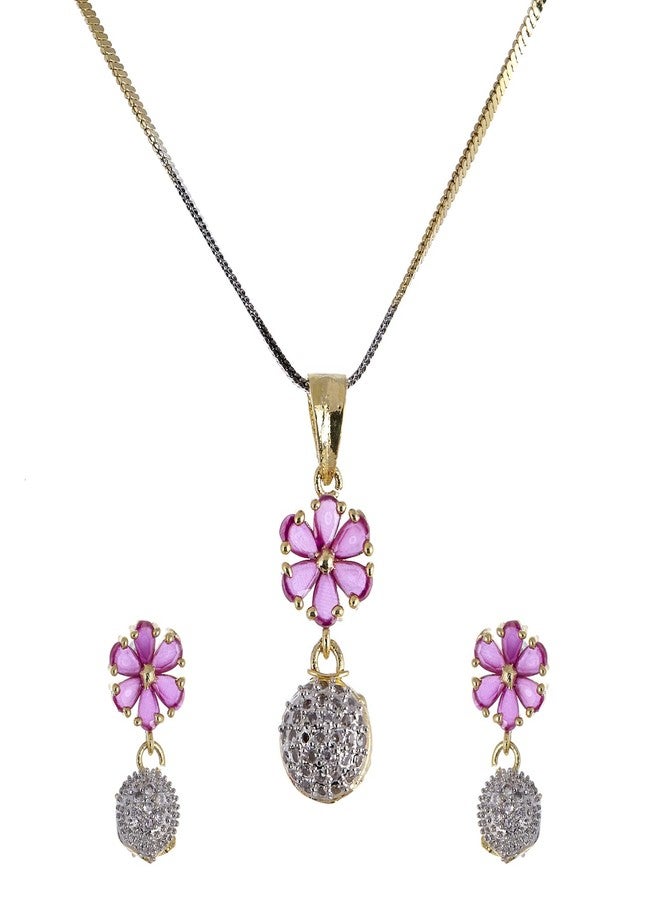 KENNICE Gold-Plated American Diamond Necklace with Earrings, Bracelet and Ring Jewellery Set for Girls and Women - Image 5