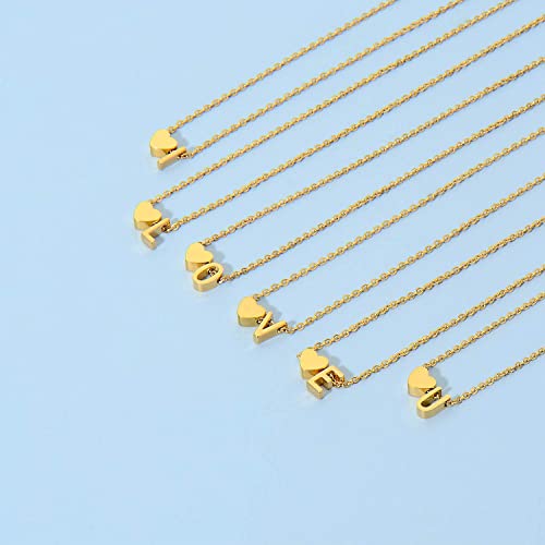 Glimmerst Initial Heart Necklace 18K Gold Plated Stainless Steel Tiny Heart Letter D Necklace Personalized Monogram Name Necklace for Women - Image 2