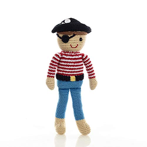 Pebble | Handmade Pirate—Red | Crochet | Fair Trade | Pretend | Imaginative Play | Beach | Machine Washable - Image 1