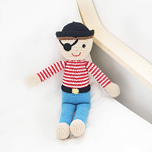 Pebble | Handmade Pirate—Red | Crochet | Fair Trade | Pretend | Imaginative Play | Beach | Machine Washable - Image 2
