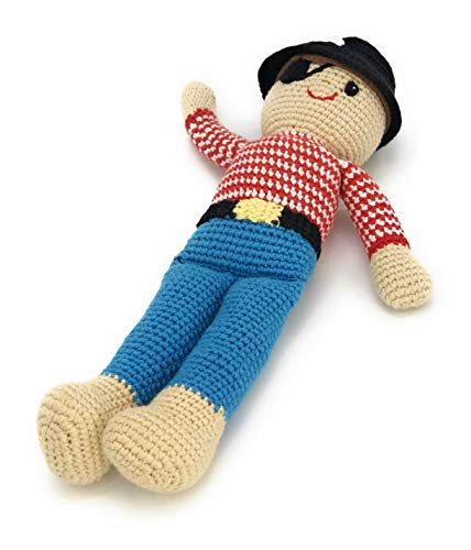 Pebble | Handmade Pirate—Red | Crochet | Fair Trade | Pretend | Imaginative Play | Beach | Machine Washable - Image 4