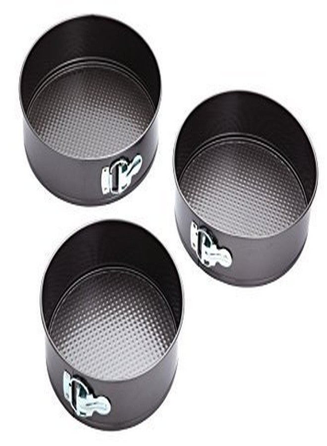 siddhmurti Set of 3 Aluminium Perfect Non-Stick Lift-and-Serve Quick Release Springform Baking Pan Cake Tin Moulds (Black) - Image 1