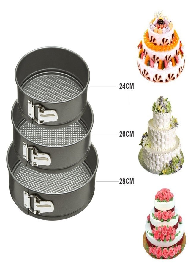 siddhmurti Set of 3 Aluminium Perfect Non-Stick Lift-and-Serve Quick Release Springform Baking Pan Cake Tin Moulds (Black) - Image 2