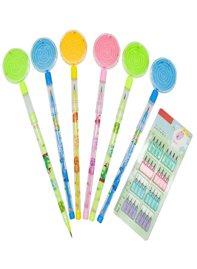 Lopenle 12 Pieces Novelty Stacking Pencil Maze Pencils Puzzle Stackable Pencil With 64 pcs Refills For School Students Office Using Supplies. - Image 1