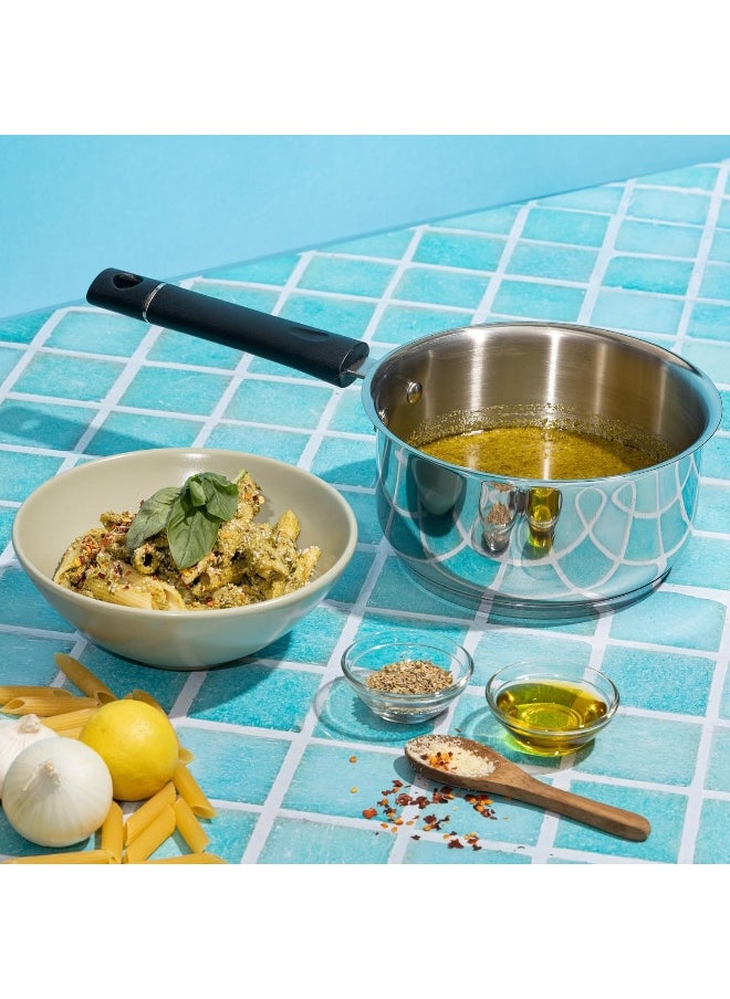 VINOD Tivoli Heavy Gauge Stainless Steel Saucepan/Milk Pot/Tea Pan/Multipurpose Pan with Sandwich Bottom - 1.1 Litre (14cm)  - Image 2