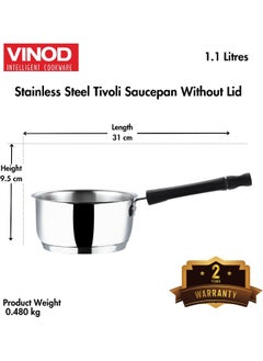 VINOD Tivoli Heavy Gauge Stainless Steel Saucepan/Milk Pot/Tea Pan/Multipurpose Pan with Sandwich Bottom - 1.1 Litre (14cm)  - Image 3