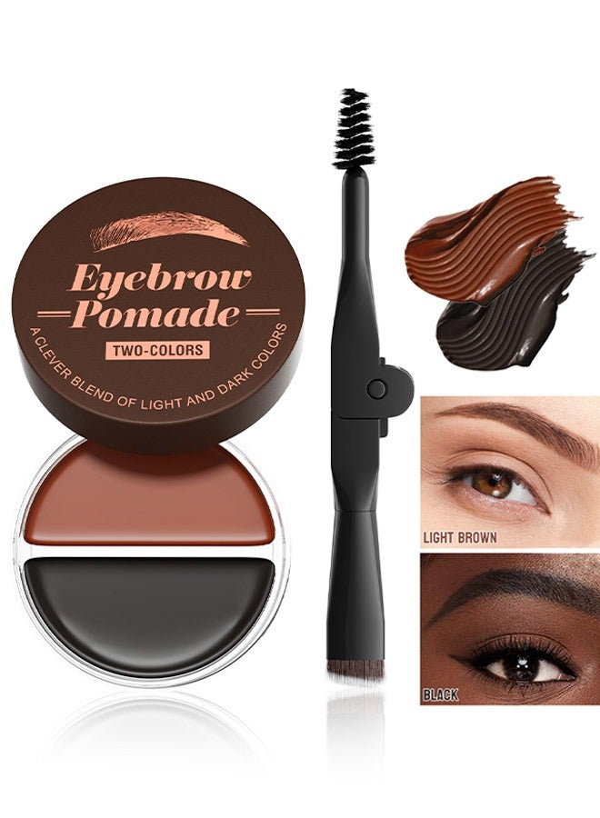 HelloKiss Eyebrow Pomade ，Natural Long Lasting Waterproof Eyebrow Makeup Gel ，with Eyebrow Brush、 Eyebrow Color Cream and Eyebrow Styling Brow Shaping Gel Pomade 02#Light Brown+Black - Image 1