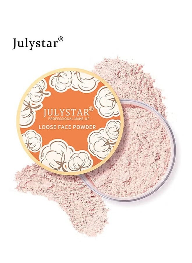 Julystar Loose Face Powder, Oil Control Face Pressed Powder,Loose Baking Face Setting Powder Makeup, Natural Matte Smooth Setting Powder Long-lasting Waterproof,8g (02# Pink Complexion)  - Image 1