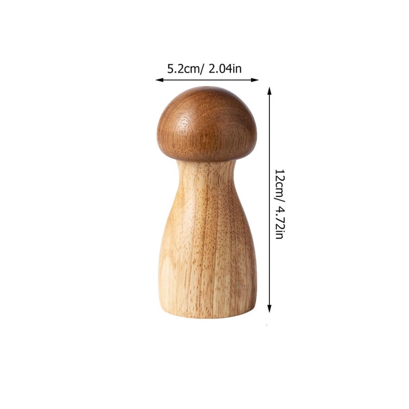 Adjustable Wooden Pepper Grinder Mushroom Shape Manual Mill Refillable Kitchen Utensil - Image 3