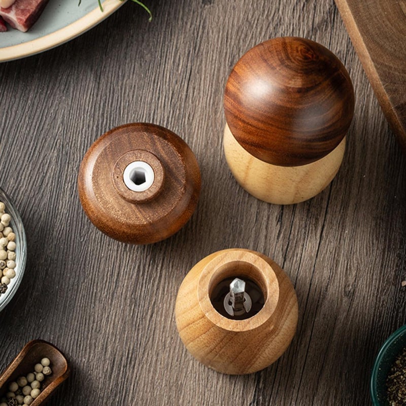 Adjustable Wooden Pepper Grinder Mushroom Shape Manual Mill Refillable Kitchen Utensil - Image 5