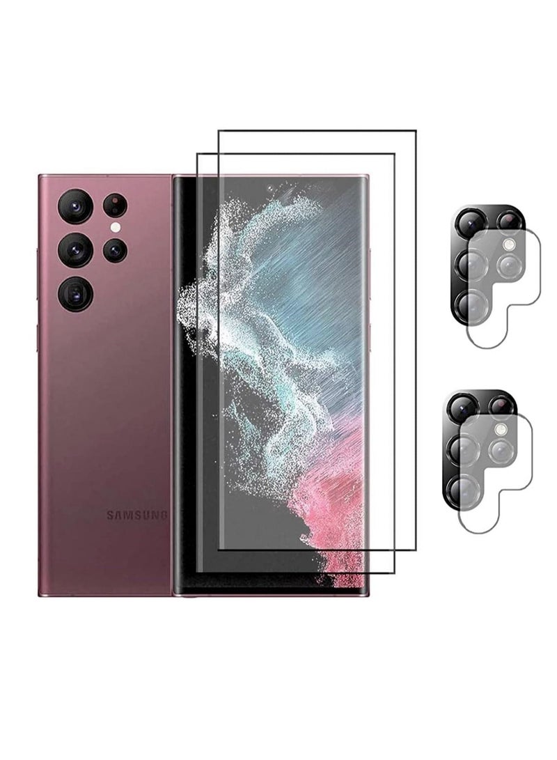 LEDIN 2+2Pack Compatible for Samsung Galaxy S23 Ultra Screen Protector With Camera Lens Protector Tempered Glass HD Clear Anti-Scratch No-Bubble [2023] For Galaxy S23 Ultra - Image 1