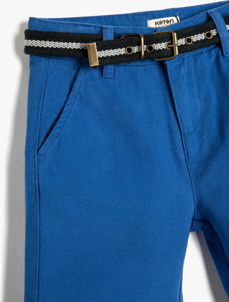 KOTON Chino Shorts with Belt Detail and Pockets Cotton