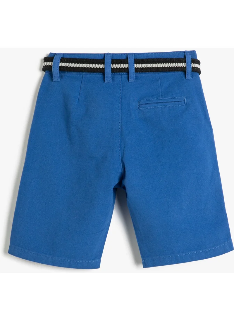 كوتون Chino Shorts with Belt Detail and Pockets Cotton