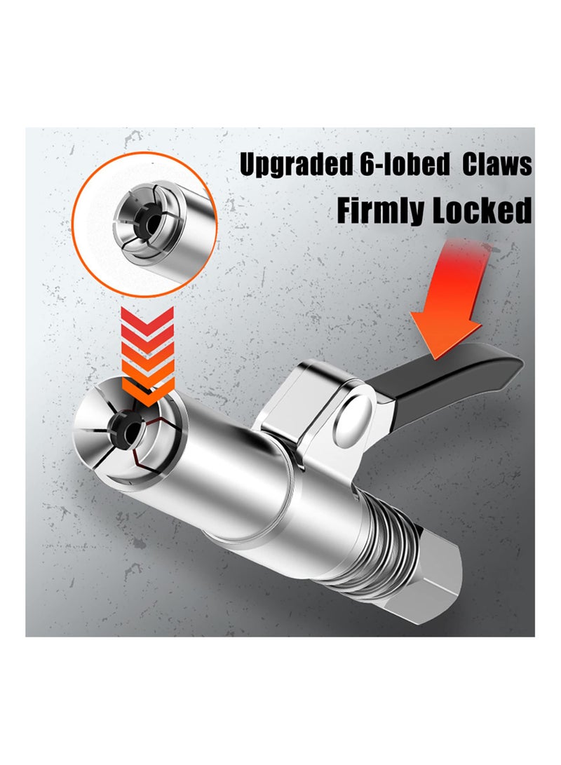 Generic Grease Gun Coupler Tips Fittings Quick Lock And Release Lube Single Handle Heavy Grease Gun Nozzle Coupler 12000 PSI With 30CM Hose  - Image 3