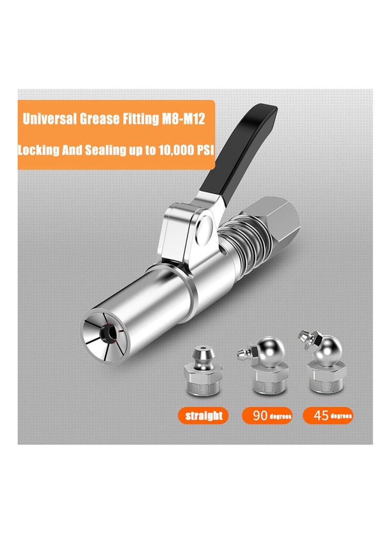 Generic Grease Gun Coupler Tips Fittings Quick Lock And Release Lube Single Handle Heavy Grease Gun Nozzle Coupler 12000 PSI With 30CM Hose  - Image 5