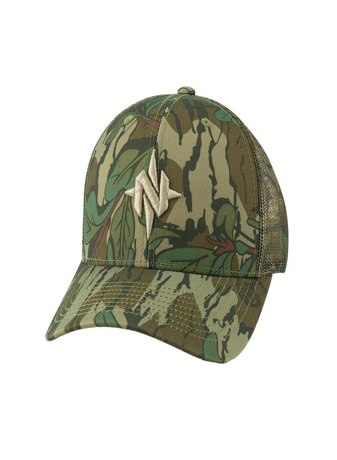 Nomad Men's Trucker Hat, Camo & Solid Adjustable Hunting Ball Cap, Assault - Mossy Oak Greenleaf - Image 1