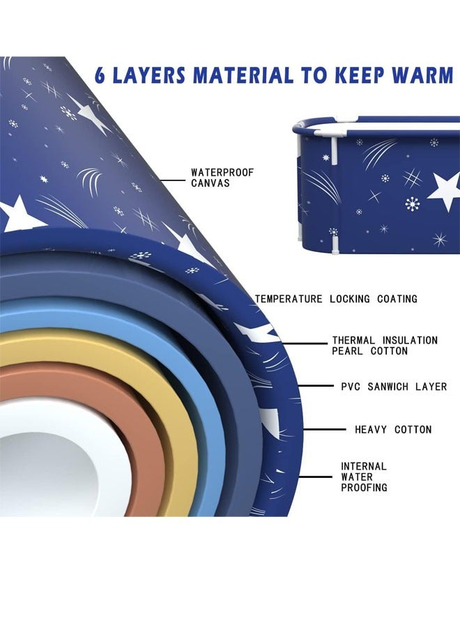 Beauenty Extra Large Foldable Bathtub Freestanding Soaking Bathing Tub for Adult Bathroom Folding SPA Tub for Shower Stall, Separate Family Bathroom SPA Tub for Hot Ice Bath (120cm/47inch) - Image 2