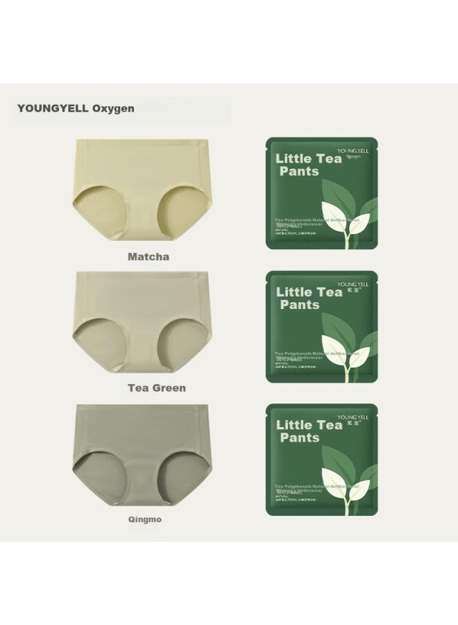 Youngyell Women's Plus Size Seamless Antibacterial Cotton Extended Crotch Mid-waist Underwear 3-pack