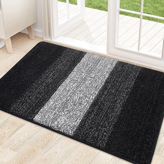 INDOOR OUTDOOR DOOR MAT 32X20 NONSLIP ABSORBENT DIRT TRAPPER LOWPROFILE WASHABLE INSIDE ENTRANCE FRONT FLOOR MAT STURDY SOFT ENTRY DOORMATS FOR ENTRYWAY BLACK