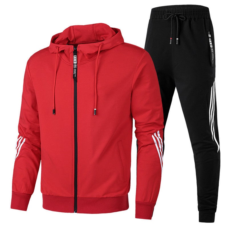 Generic Cross-Border Mens spring and autumn hooded leisure sports suit running fitness sportswear student class clothing group clothing wholesale Yellow  - Image 2