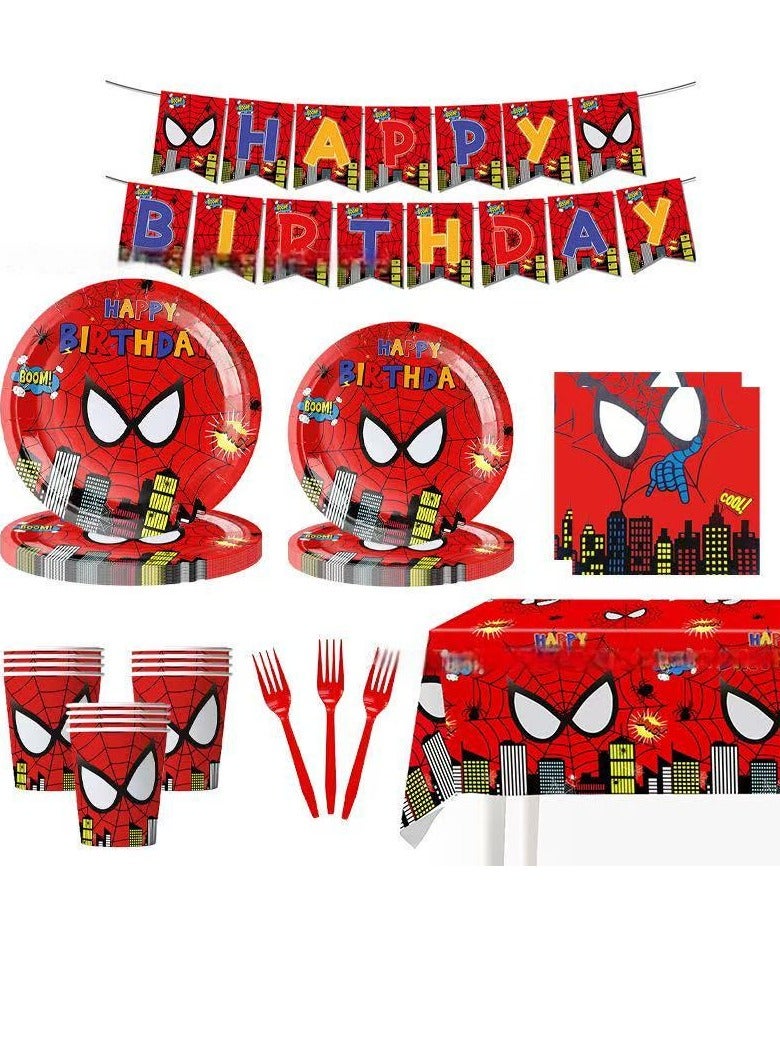 Spider-Man Party Tableware Set – 116 Pcs Superhero Disposable Plates, Cups, Napkins & Decorations - Image 1