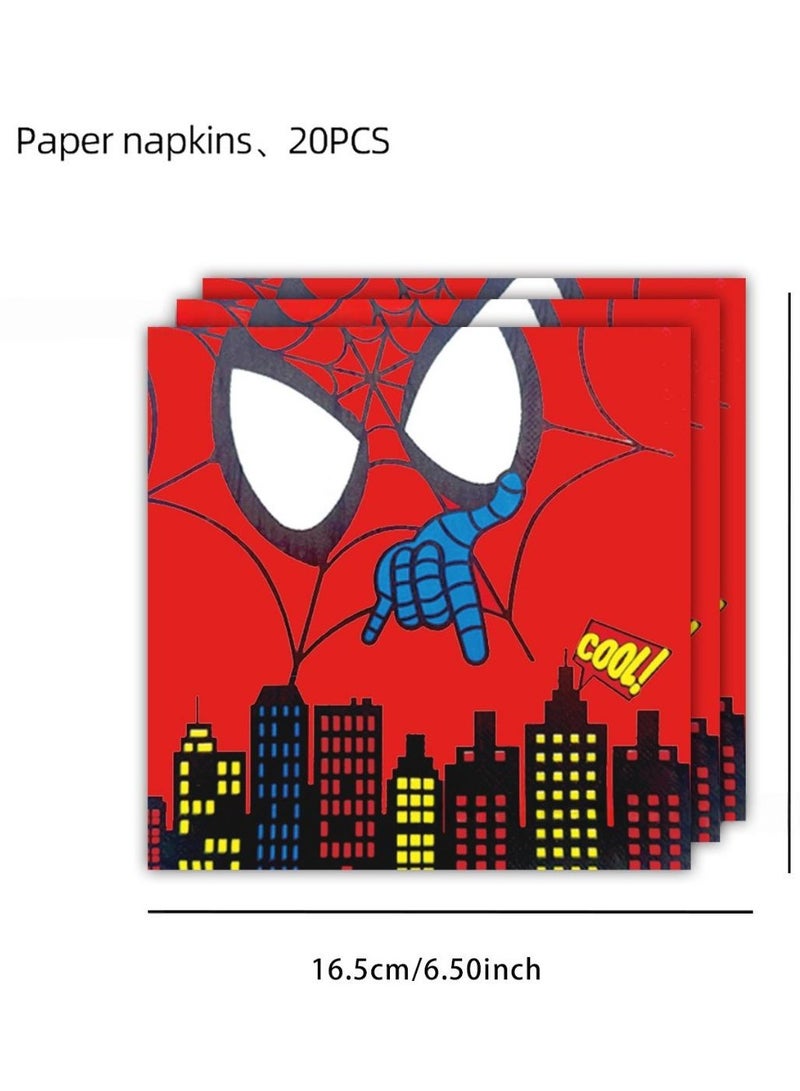 Spider-Man Party Tableware Set – 116 Pcs Superhero Disposable Plates, Cups, Napkins & Decorations - Image 4