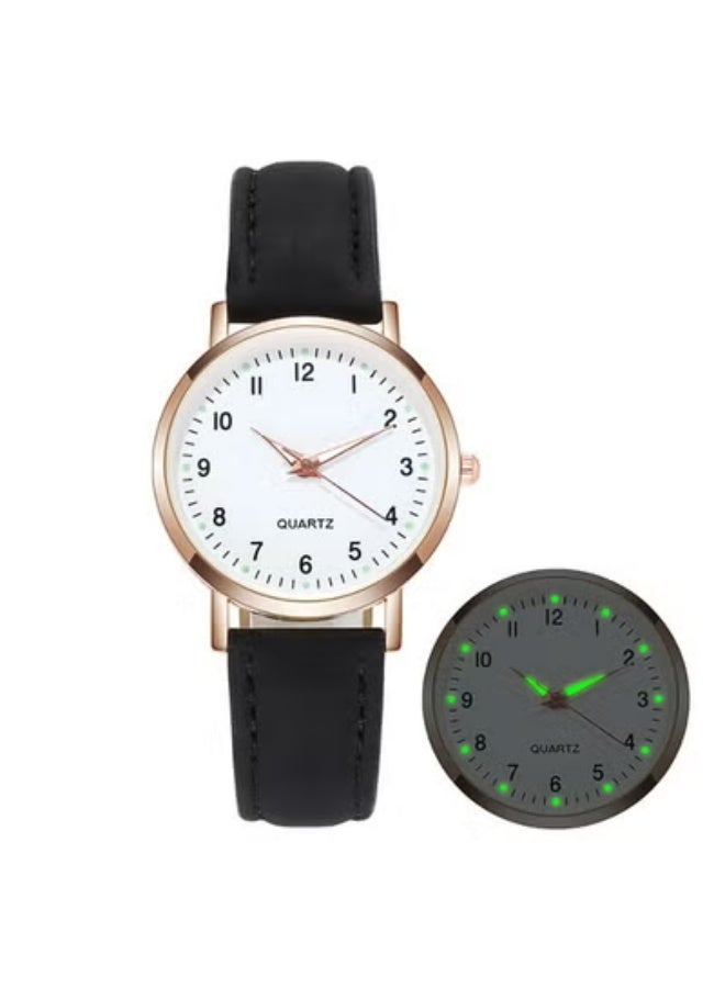 QUARTZ Women's Luminous Digital Quartz Watch & Bracelet Set - Fashion Leather Strap Wristwatch - Image 3