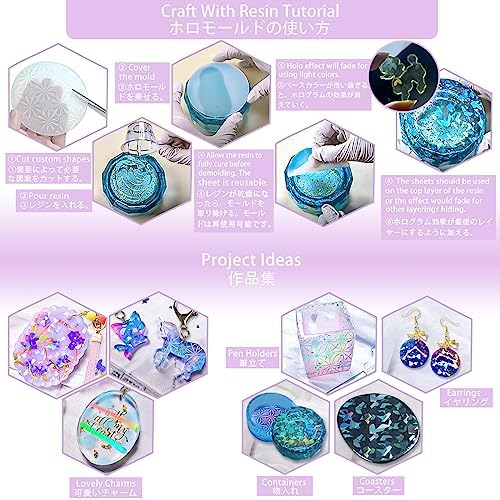 FUNSHOWCASE Holographic Resin Mold Holo Inlay Silicone Mats Jewelry Making Supplies Pack of 647024707 - Image 5