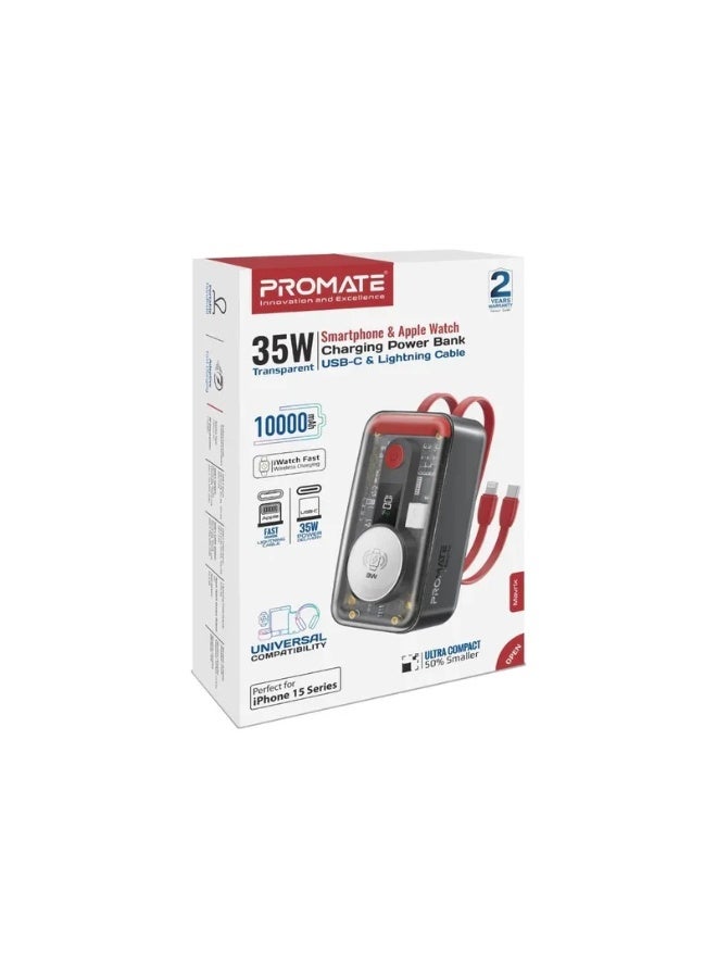 PROMATE Mavrix 35W Smartphone and Apple Watch Charging 10000mAh Power Bank -Red - Image 2