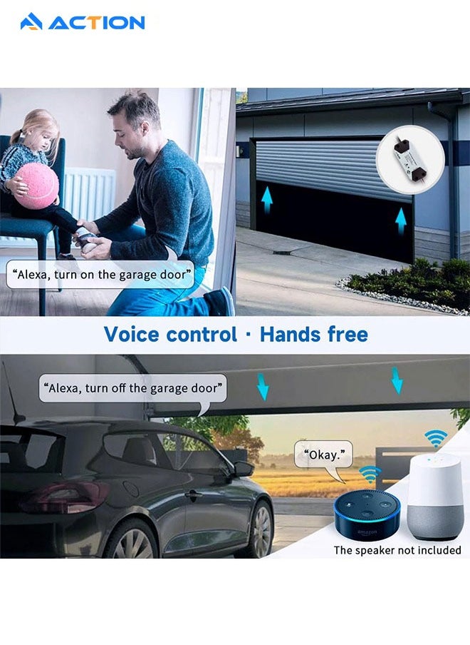 ACTION Wifi Smart Garage Door Controller with Voice Control&timing Schedule&device Sharing&abnormal Monitoring-UK Smart Remote Garage Door Opener Switch Works with Alexa/Google Home/Smart Life/Tuya App  - Image 3