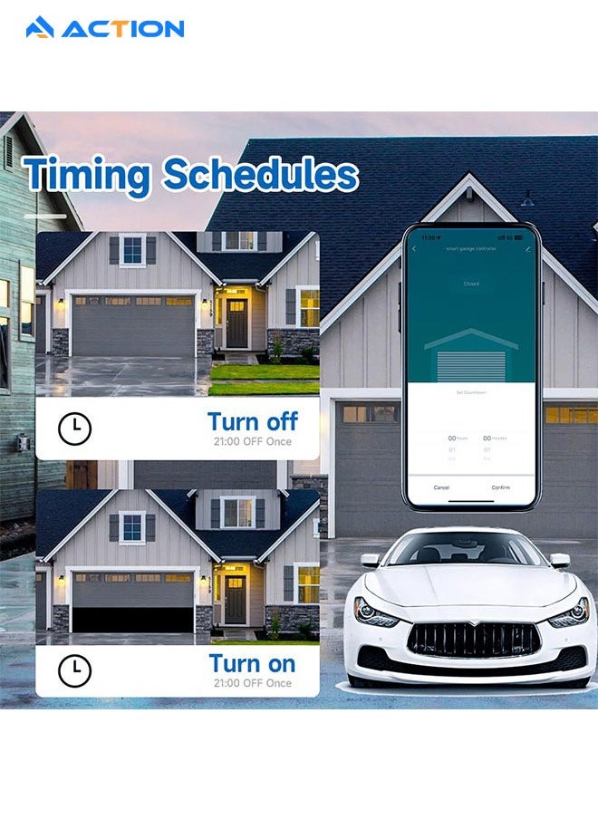 ACTION Wifi Smart Garage Door Controller with Voice Control&timing Schedule&device Sharing&abnormal Monitoring-UK Smart Remote Garage Door Opener Switch Works with Alexa/Google Home/Smart Life/Tuya App  - Image 5