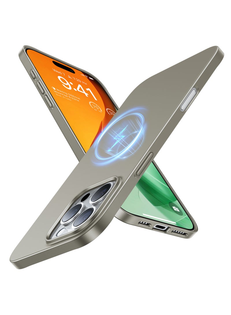 حافظة مغناطيسية رفيعة لجهاز آيفون 16 برو ماكس، حافظة هاتف رفيعة للغاية متوافقة مع MagSafe، مضادة للخدش بخفة مصنوعة من PC Bayer 6.9 بوصة OriginFit، رمادي تيتانيوم - Image 1