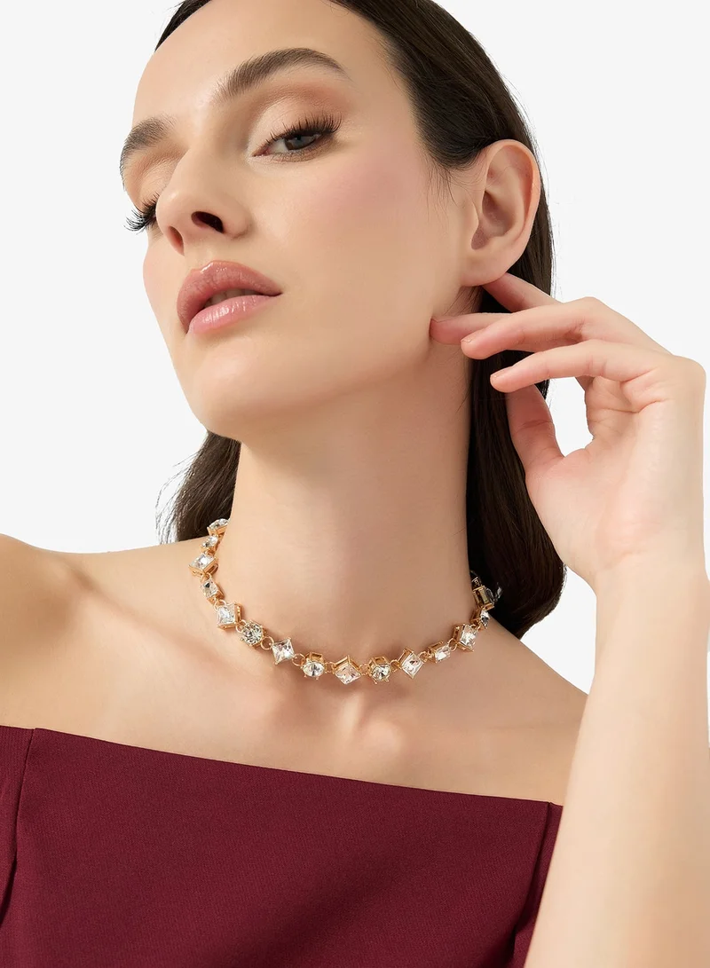 Diamonte Rhinestone Embellished Statement Choker Necklace