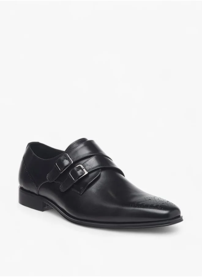 DUCHINI Men's Solid Slip-On Monk Shoes