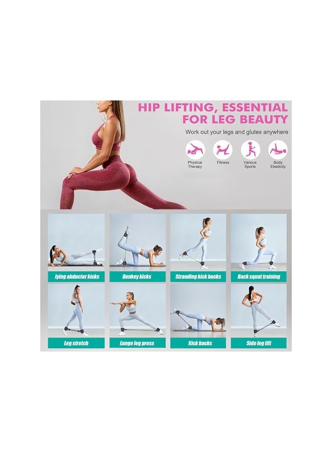 S-TOP Portable Leg Exercise Band Set, 3pcs Elastic Resistance Band with Ankle Straps and Carrying Bag for Strength Training & Fitness Workouts, Hip, Legs, Butt, Glutes and Thighs Workout, HR0005 - Image 4