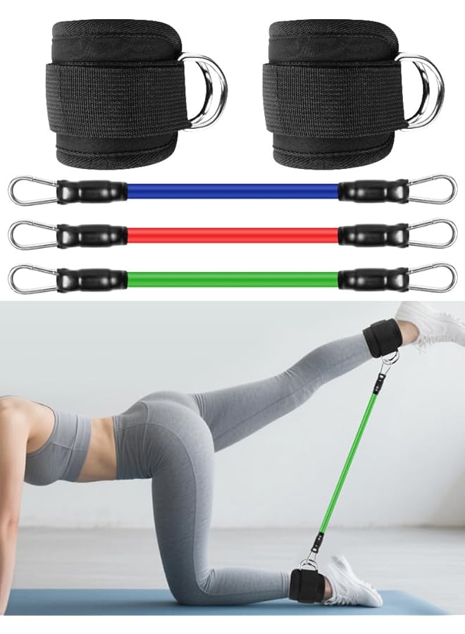 S-TOP Portable Leg Exercise Band Set, 3pcs Elastic Resistance Band with Ankle Straps and Carrying Bag for Strength Training & Fitness Workouts, Hip, Legs, Butt, Glutes and Thighs Workout, HR0005 - Image 1