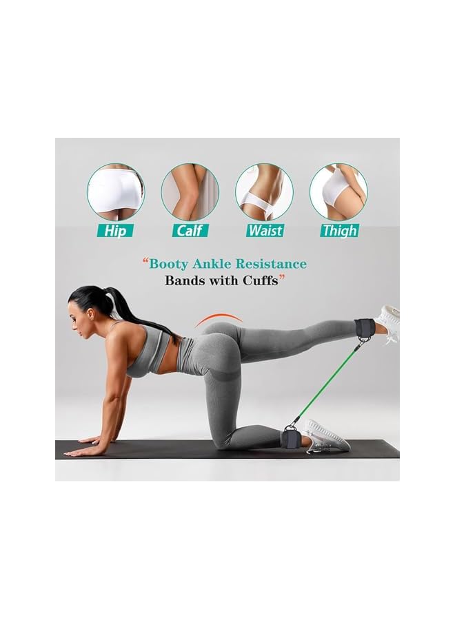 S-TOP Portable Leg Exercise Band Set, 3pcs Elastic Resistance Band with Ankle Straps and Carrying Bag for Strength Training & Fitness Workouts, Hip, Legs, Butt, Glutes and Thighs Workout, HR0005 - Image 3