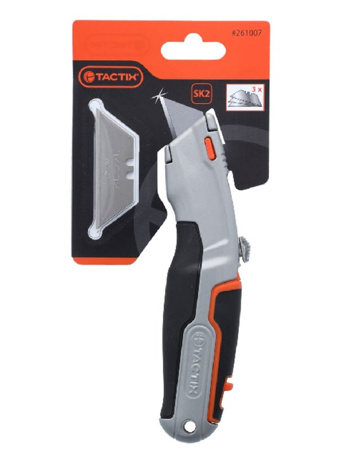 Tactix 261007 Retractable Stainless Steel Utility Knife with Blades Multicolor 261007 - Image 1