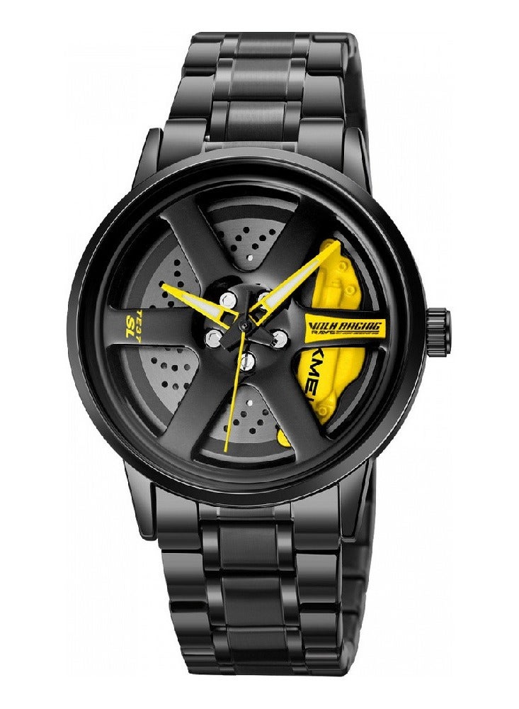 SKMEI SKMEI Men's Sports Watch 3D Hollow Wheel Design Stainless Steel Watch Waterproof Car Wheel Rolling Spinning Dial Watch 1787 