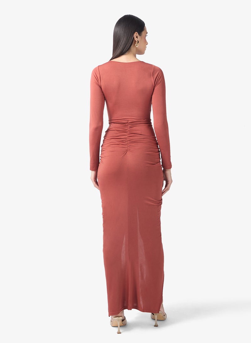 TFNC Slink Front Tie Slit Long Sleeve Maxi Dress - Image 2